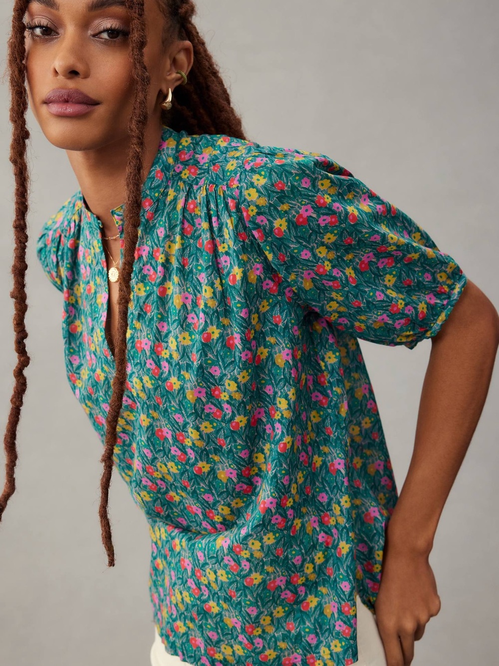 NWT Trovata Birds of Paradis Aline Blouse Floral Cotton Medium - Picture 1 of 5